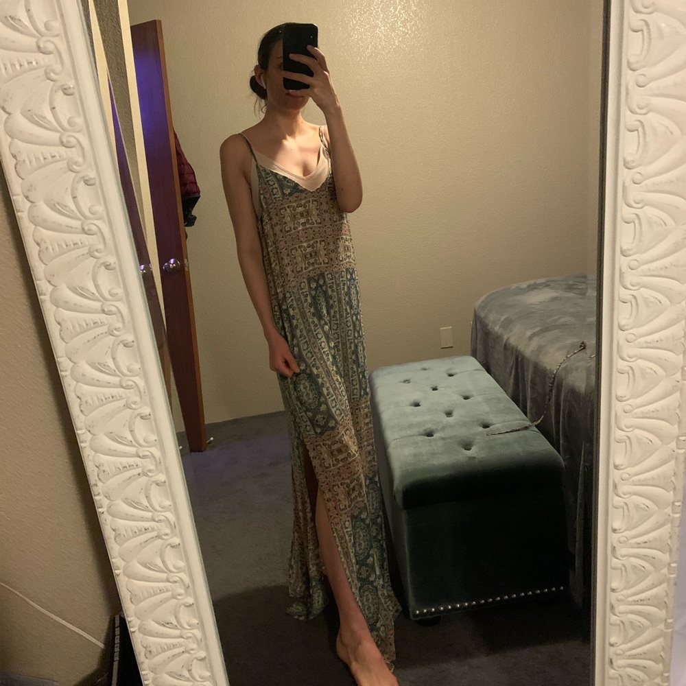 Neutral Maxi Dress with Slits